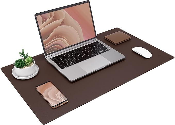 K KNODEL Non-Slip Desk Mat, Desk Pad, Desk Blotter, Desktop Mat for Desk, Small Desk Protector, Office Computer and Laptop Mat for Desk (23.6"x13.8", Brown)