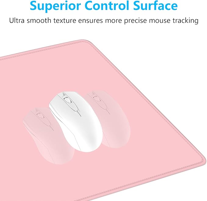 Dapesuom Large Gaming Mouse Pad, Extended Mouse Mat with Stitched Edges, Full Size Keyboard Pad with Non-Slip Base, Big XXL Computer Desk Mats for Gamer, Laptop, Office, 35.5 x 15.7in, Pink