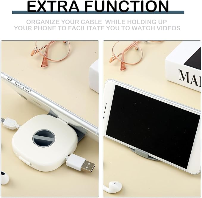 6 Pieces Retractable Cable Management Charging Organizer Phone Cord Holder Small Winder Case for Headset Cord Mouse Wire Charger Cable(White)