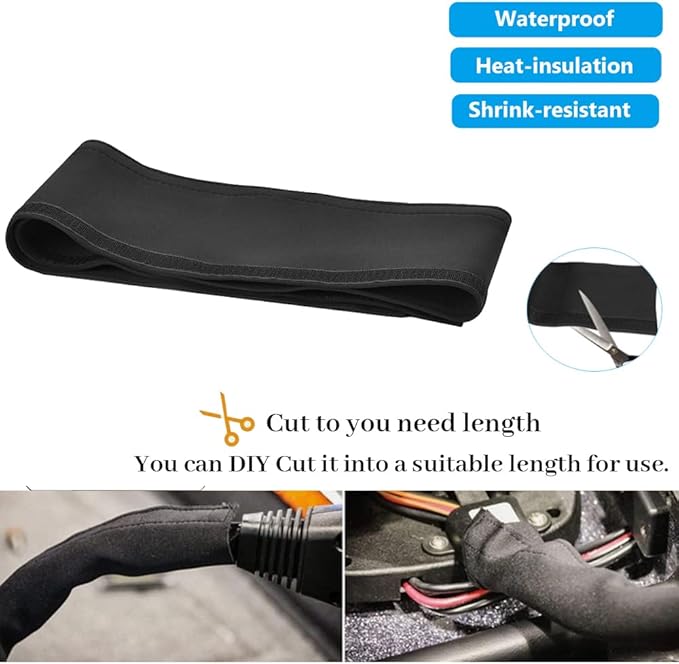 YUKIIATIF Trolling Motor Cable Organizer Sleeve,60" Neoprene Cable Sleeve for Trolling Motor Wire Cover Black