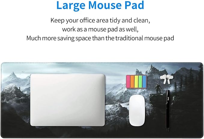 Generic Mouse Pad Non-Slip Rubber Base Mouse Pad Waterproof Desk Writing Mat for Office Home 12x31.5in, Black4
