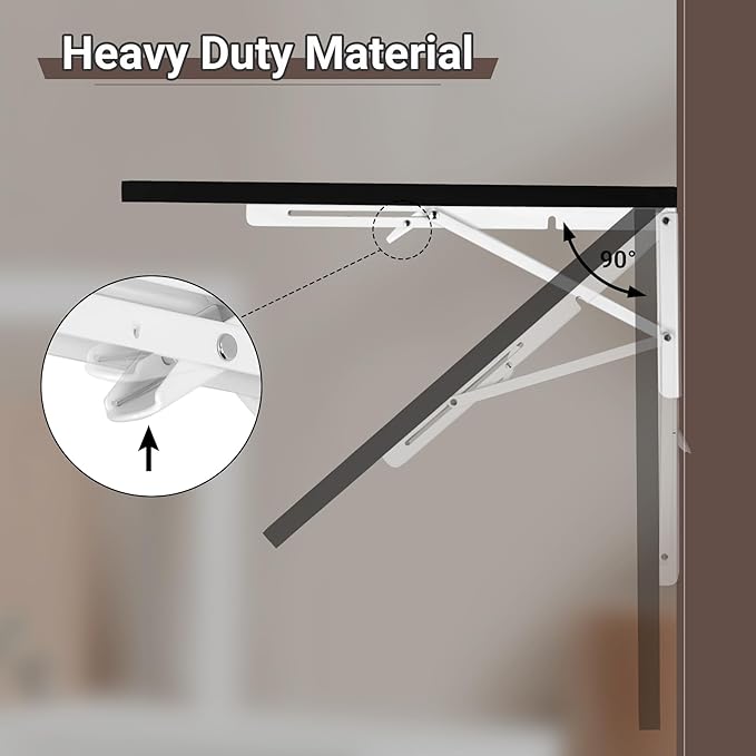 Neoaider Upgrade Wall Mounted Folding Table 31.5”L x 15.7”W, Laundry Folding Table with Heavy Duty Metal Collapsible Shelf Brackets, Wall Mounted Desk Fold Down for Small Spaces, Black