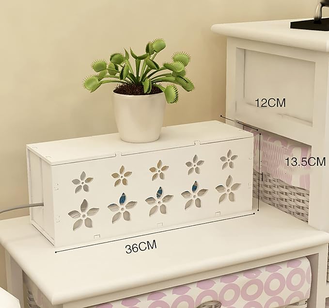 Large Cable Management Box, Cord Organizer Box with Lid for TV Wires, Computer, Router, USB Hub and Under Desk Power Strip 14.17 x 4.72x 5.31 inch