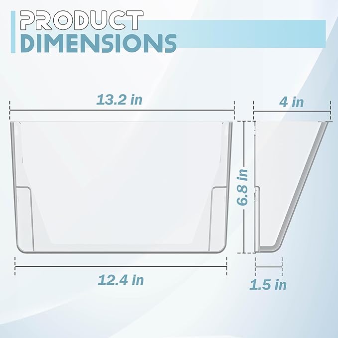 Gawerk 2 Pack Clear Single Pocket File Holder Hanging Wall Organizer, Wall Mount Mails Magazines Organizer for Office and Home (Clear, 8 Pack)