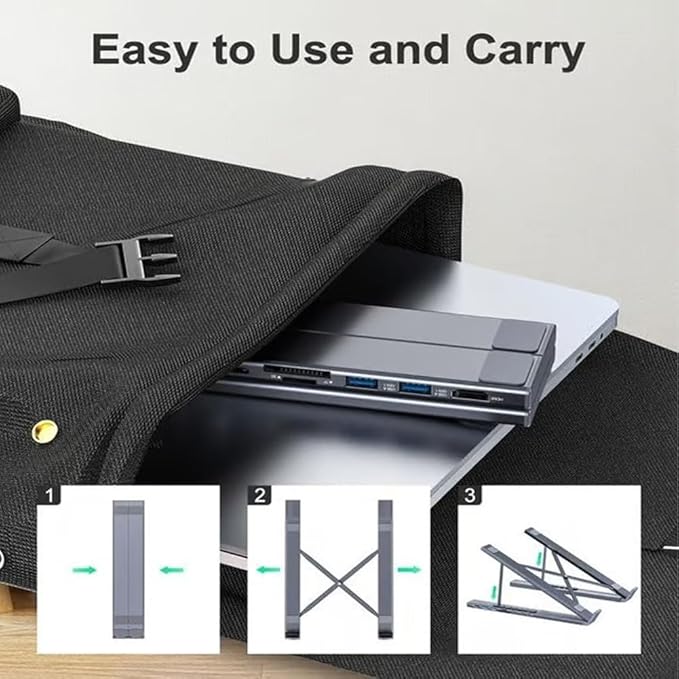Laptop Docking Station Stand 8 in 1 USB C Portable Travel Laptop Stand with Docking Station 8-in-1 USB-C Hub with 4k HDMI, 2 USB 3.0, Pd 100w for MacBook Pro/Air Dock Tablet Stands(8 in 1)