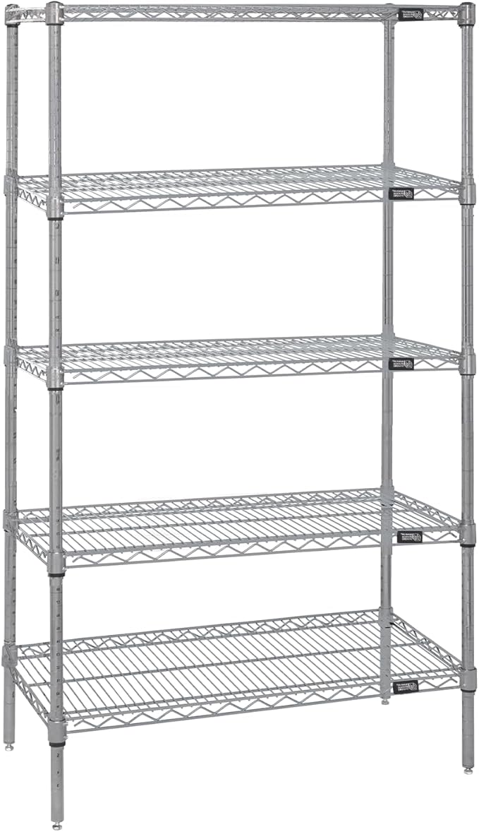 QUANTUM STORAGE SYSTEMS WR54-2454S-5 Starter Kit Wire Shelves Stainless Steel 5 Shelves 54" H x 54" W x 24" D