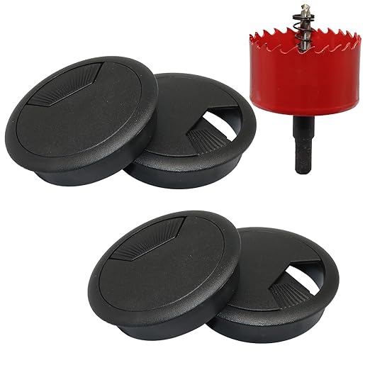 12PCS Desk Grommet,2-3/8Inch(60mm) Cable Grommet Hole Cover with Hole Saw,Ideal Solution for Office Home Table Cable Management Workers