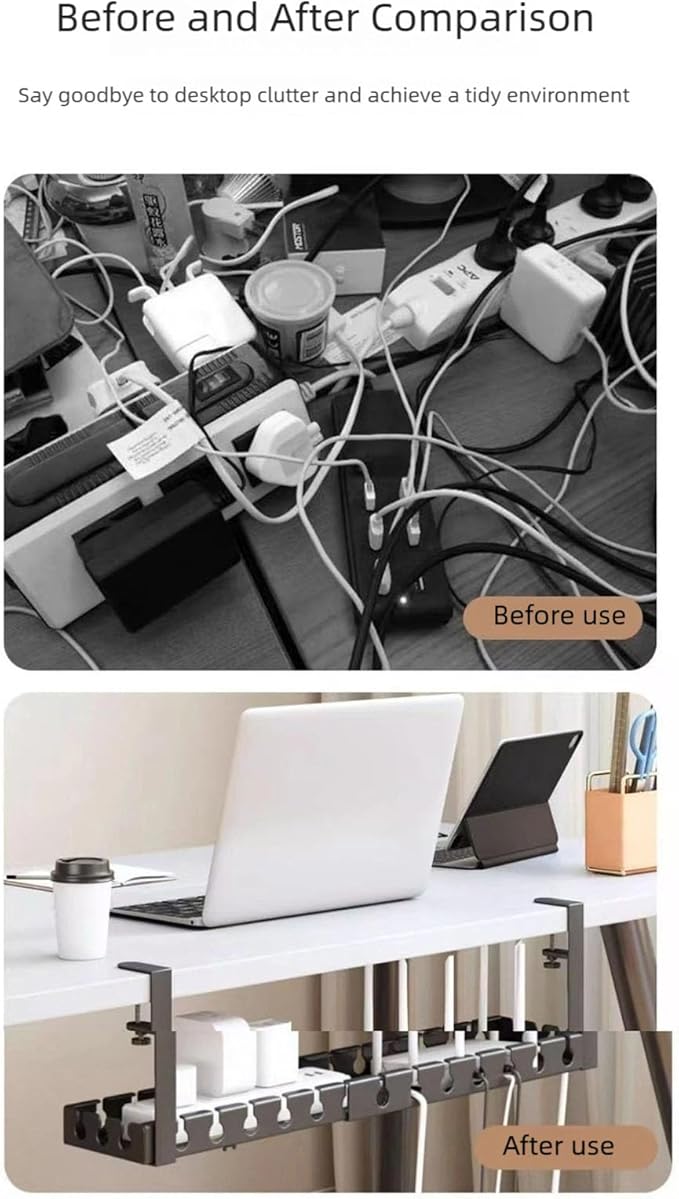 Extendable Desk Mount Cable Tray Mild Steel Mess Complimentary Storage Answer for Office Home No Drill Cord Management Space Saving Wire Organizers