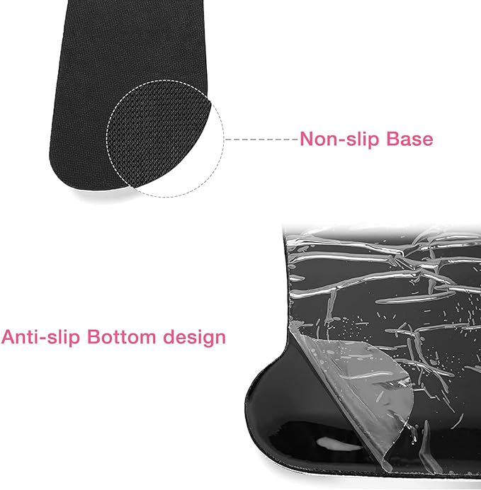 MOSISO Wrist Rest Support for Mouse Pad & Keyboard Set, Peony Ergonomic Mousepad Non-Slip Base Home/Office Pain Relief & Easy Typing Cushion with Neoprene Cloth & Raised Memory Foam, Black