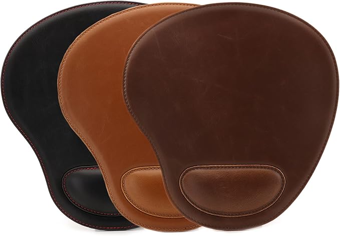 Londo PU Leather Oval Shape Non-Slip Mousepad with Wrist Rest Support, Waterproof Surface, Comfort Memory Foam, Light Ergonomic Design Mouse Pad for Laptop, Desktop