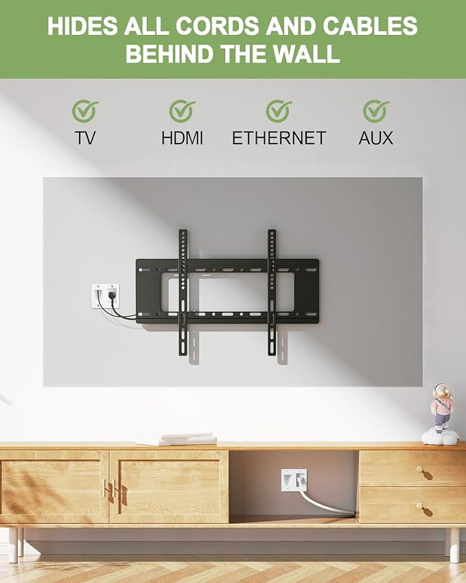 in Wall Cable Management Kit, Cord Hider for Wall Mounted TV with Triple Outlet, 6.5FT Power Cable and 6.2FT Extension Cable, 20A TV Wire Hider for Wall