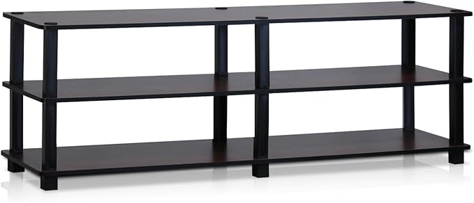 Furinno Turn-S-Tube No Tools 3-Tier Entertainment TV Stands, Dark Cherry and Black
