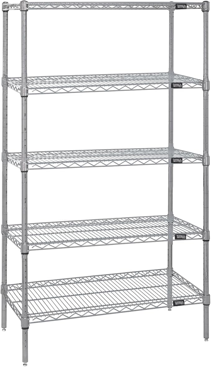 Quantum Storage Systems WR63-3648S-5 Starter Kit Wire Shelves Stainless Steel 5 Shelves 63" H x 48" W x 36" D