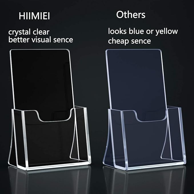 HIIMIEI Brochure Holder 4 x 6 inches, Acrylic Flyer Holder with 6 Pack, Plastic Stands for Displaying Flyer, Magazines, Pamphlets, Literature, Brochures, Booklets, Menu