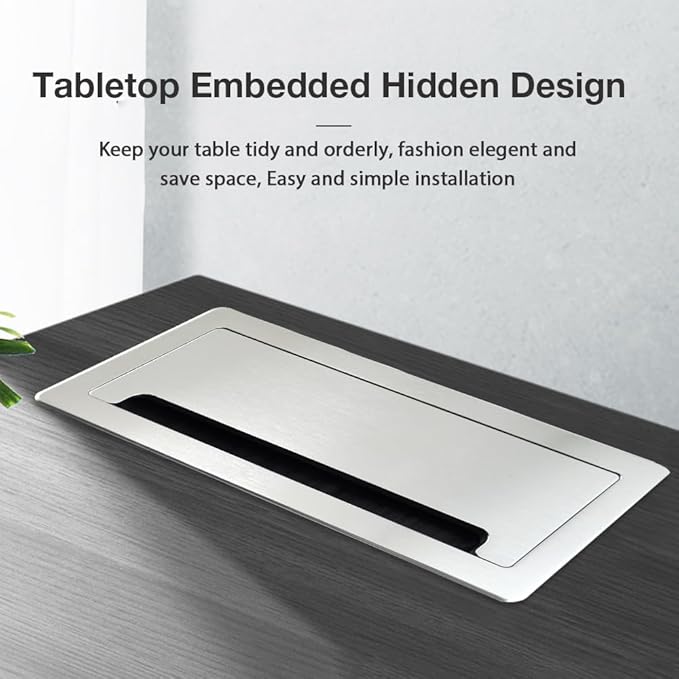 Tabletop Multimedia Connectivity Box with 4 AC Power+2 HDMI+2 RJ45+1 USB3.0 Port +1 USB-C +2 Audio with 5.58ft Power Cord for Conference Room (Silver)