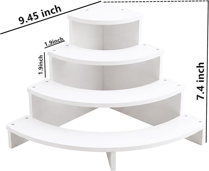2PCS Tier Corner Shelf Display Riser for Figurines – Curved Wooden Display Shelf for Mini Figures, Collectibles, Space Saving Desktop Display Stand Organizer for Desk, Cabinet & Countertop (2)