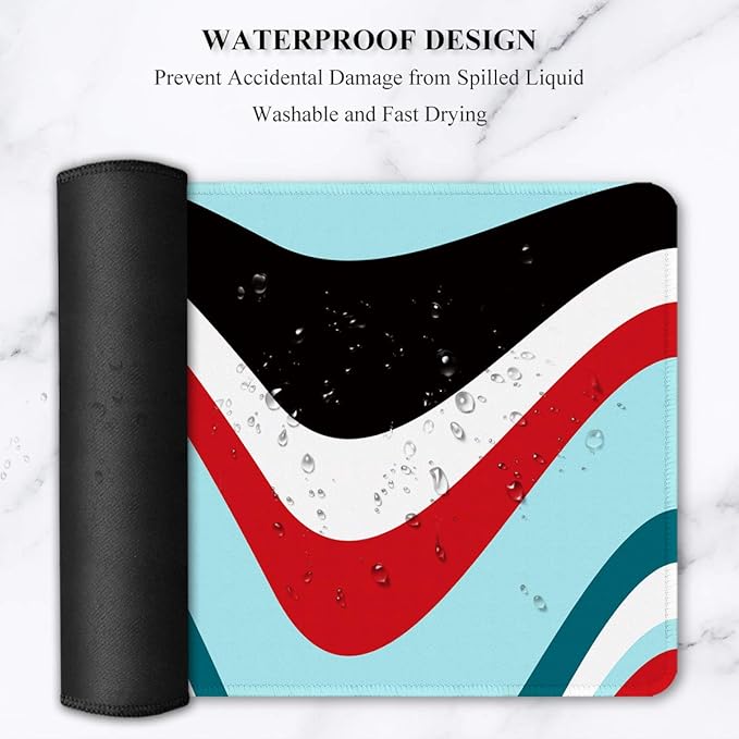 Auhoahsil Large Mouse Pad, Full Desk XXL Extended Gaming Mouse Pad 35" X 15", Waterproof Desk Mat w/Stitched Edge, Non-Slip Laptop Computer Keyboard Mousepad for Office & Home, Colorful Marble Design
