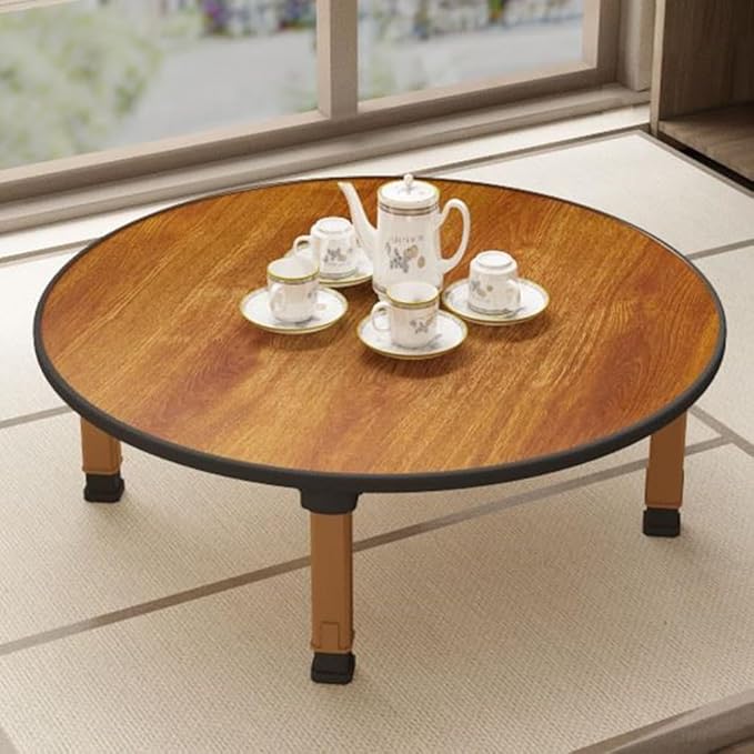Folding Round Japanese-Style Tea Coffee Table Low Table, Foldable Dining Table, Study Table, Small Desk, for Tatami Sitting On The Floor Bedroom Bay Window Tea Room, Space Save(70 * 30cm)