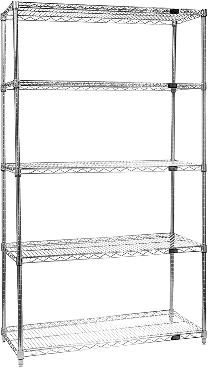 Quantum Storage Systems WR74-2160C-5 Starter Kit Wire Shelves Chrome 5 Shelves 74" H x 60" W x 21" D