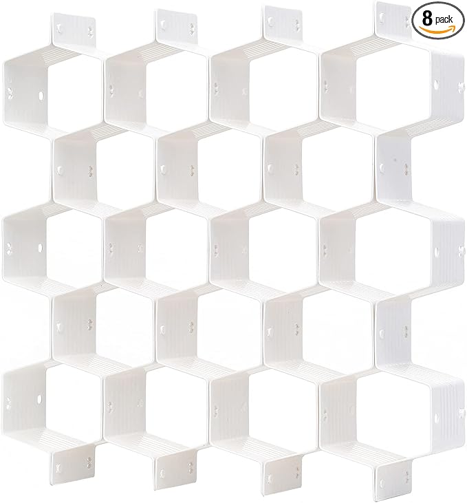 Honeycomb Drawer Divider Suitable for bedroom underwear Socks Cosmetic storage locker sorting 8-piece drawer organizer(White)