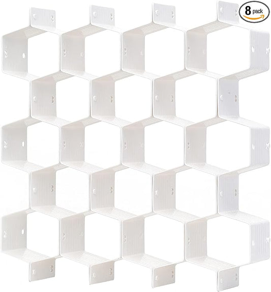 Honeycomb Drawer Divider Suitable for bedroom underwear Socks Cosmetic storage locker sorting 8-piece drawer organizer(White)