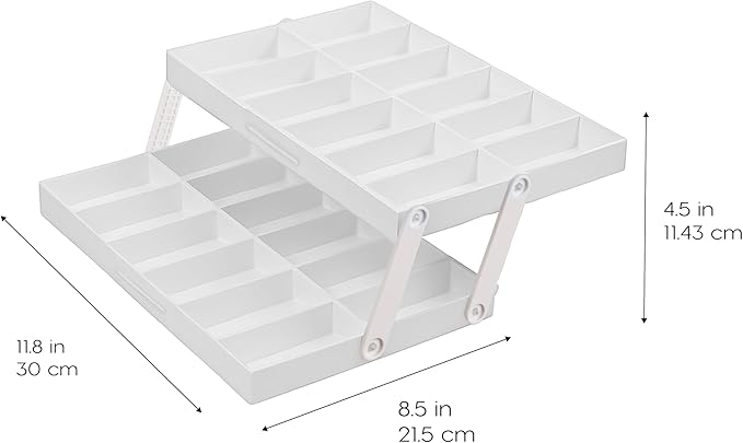 IRIS USA 2 Tier Drawer Organizer Expandable, Multi Level Smart Drawer Organizer with Dividers, Collapsible Drawer Storage for Kitchen, Bathroom, Makeup, Jewelry & Office
