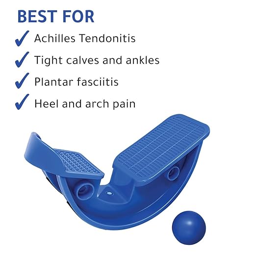 Lumia Wellness Foot Rocker with Massage Ball - Calf Stretcher for Plantar Fasciitis, Achilles Tendonitis, Shin Splints, Heel, Feet Pain Relief - Ankle Wedge Stretches Strained Leg Muscle
