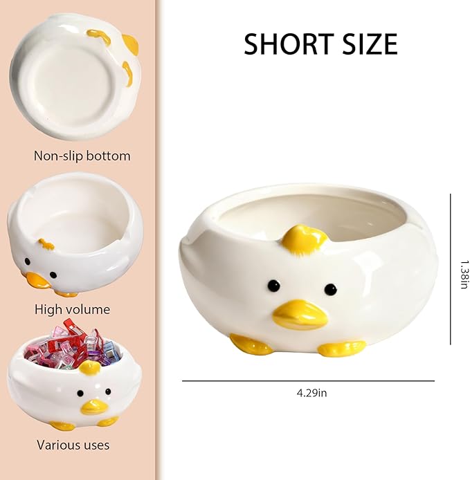 Desk Organizer Set of 2 For Office School Ceramic Pen and Paper Clip Holder for Desk Cute Cartoon Animal Stand Pencil Cup Pot Desk Organizer - Set incl. Ceramic Pen Holder and Paper Clip Holder