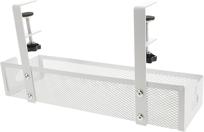 Vaguelly Desk Tray No Drill Cord Organizer for Tidy Spaces for Cables Heavy-Duty Metal Design Easy Installation White