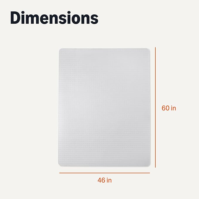 Amazon Basics Office Chair Mat for Low Pile Carpeted Floors, Clear Plastic with Studded Grips, 46" x 60", for Home or Office