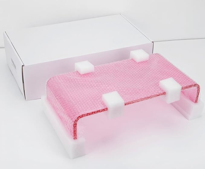 Acrylic Monitor Stand Riser 15-inch Acrylic Laptop Stand for Desk Clear Computer Monitor Stand for Desk Office Organizer for Office Home Bright Pink