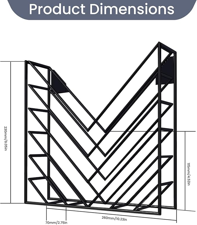 ZAYHENHYOO Wall Mounted Magzine Organizer, Wall Mounted Magazine Holder Metal for Hanging And Desktop Stand, Hanging Wall File Bracket for Home, Office Storage (2P Black)