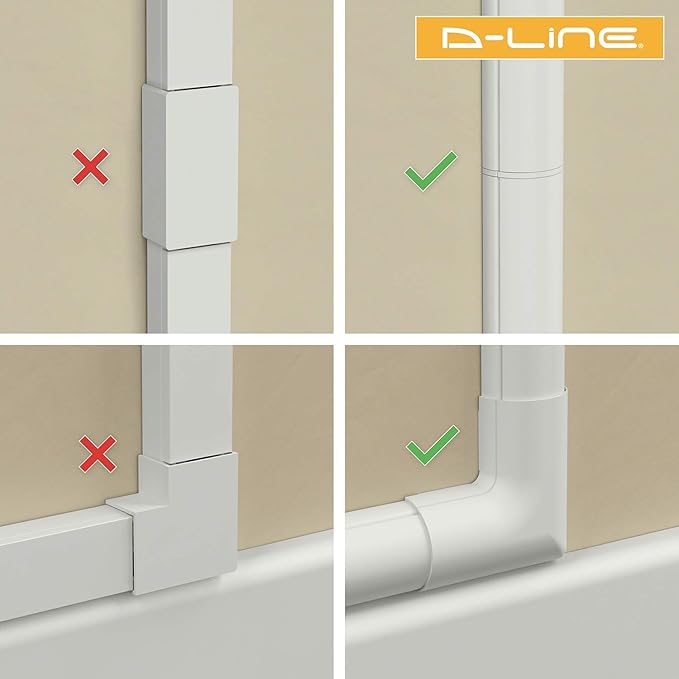 D-Line Mini Cable Trunking Clip-Over Accessory Multipack | Join Multiple Lengths of 30x15mm Mini Cable Cover | 10 Piece Electrical Trunking Accessory Multipack - Black
