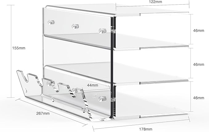 Keyboard Stand for Desktop 3 Layer Acrylic Stand Gaming Keyboard and Mouse Storage Thicken Dustproof Storage Holder Holds up 4 Keyboards,3 Mice,folder etc for Office,Home,School,Kitchen(Transparent)