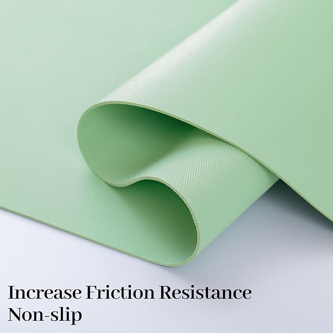 Large Desk Pad Mat, Leather Desk Mat for Desktop, Computer Mouse Pad Non-Slip, Waterproof Keyboard Mats for Office/Home/Decor (Green, 35.4" x 17")