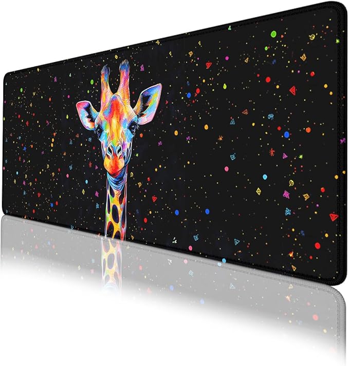 Colorful Giraffe Gaming Mouse Pad Abstract Neon Animal Pop Art Mousepad XL Large Gaming Mouse Pad Laptop Keyboard Mat Desk Pad 31.5"x11.8"