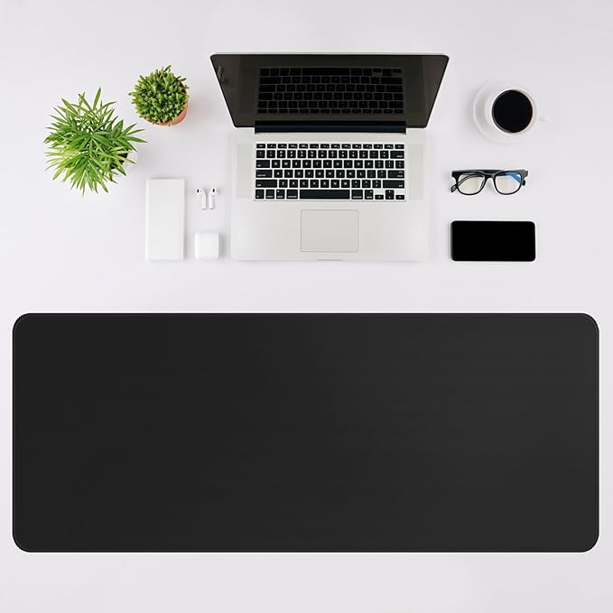 DIGSOM Black Mouse Pad Gaming Keyboard Pad 31.5 x 11.8 in Large Computer Mouse Pad with Anti-Slip Rubber Base and Stitched Edges, Extended Mouse Mat for Gaming Working