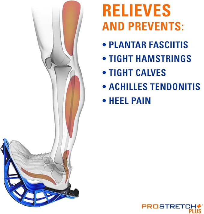 ProStretch Plus, Customizable/Adjustable Calf Stretcher and Foot Rocker for Plantar Fasciitis, Achilles Tendonitis, and Tight Calves