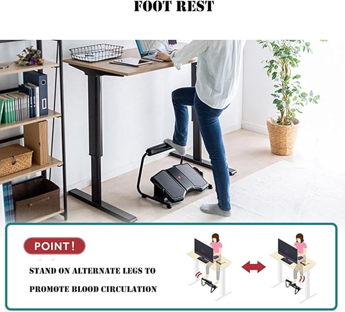Adjustable Rocking Foot Rest for Under Desk at Work, Ergonomic Office Footrest Foam Leg Rest Elevated Under Table, Standing Desk Foot Rocker Stand Support (Black)
