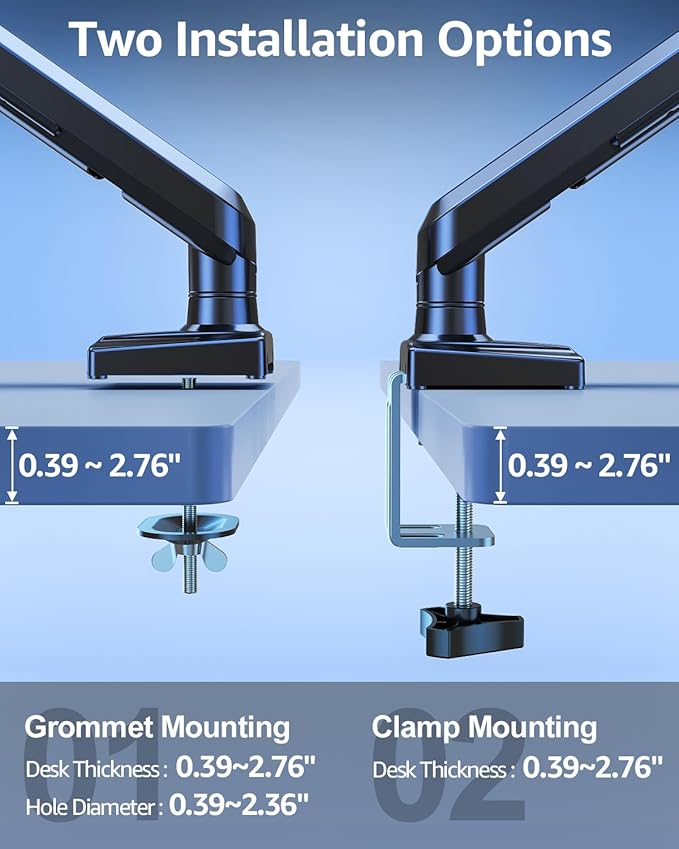 Single Monitor Mount for 32 27 24 22 inch Screen, Monitor Arm Holds 4.4-22 lbs, Monitor Desk Mount, Gaming & Home Office Use, VESA 75x75mm & 100x100mm, Freelift Pro Black