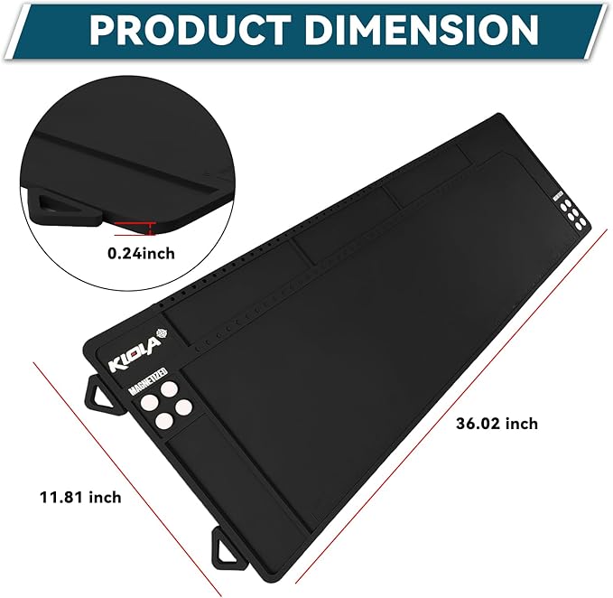 Klola Rifle Shotgun Cleaning Mat - Large Magnetic Gun Mat with Organizer Parts Tray, Anti-Slip Workbench Cleaning Pad, Inch Ruler