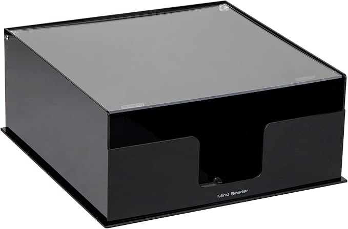 Mind Reader Paper Plate Holder, Covered Dispenser, Dinner Party Essentials, Plate Caddy, Acrylic, 11"L x 11"W x 5"H, Black