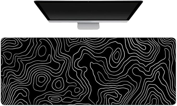 Desk Mat,Desk Pad, XXL Large Mouse Pad,Anti-Slip Big Mousepad with Stitched Edges,Extended Computer Mouse Pads for Desktop Black Topographic