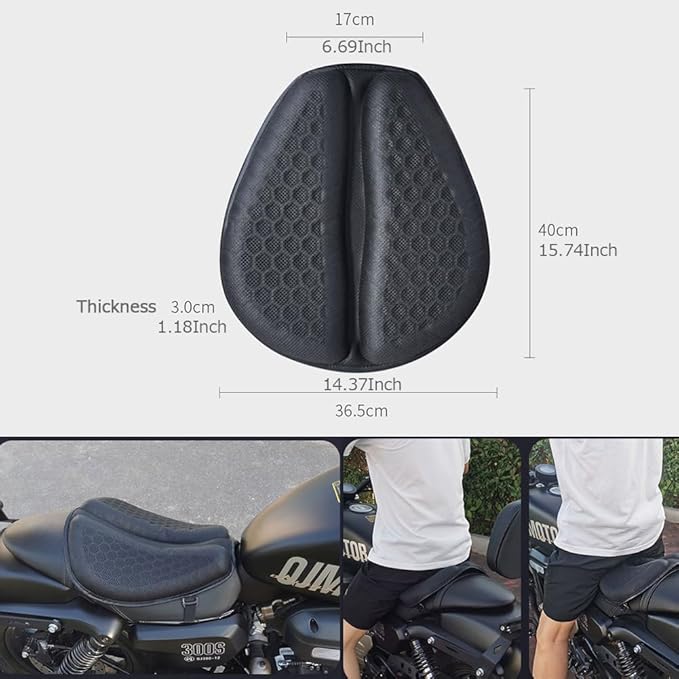 Motorcycle Seat Cushion Gel Pad Foldable Soft Seats with Pressure Relief Pads for Motorcycles Breathable and Shock for Long Rides Seat Cushion Motorcycle Accessories