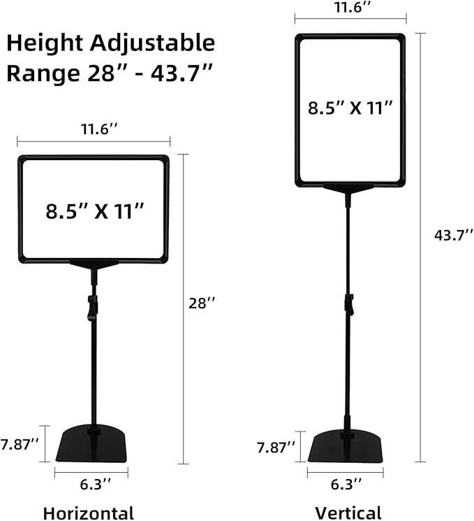 Sign Holder Stand 8.5 x 11,Sign Stand for Display,Adjustable Sign Holders For Table Top,Table Sign Holders,Suitable for indoor use (Black-10pcs)