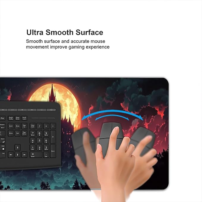 Castle Desk Pad Mouse Pad Red Moon Dark Forest Night Fantasy Mousepad XL Large Gaming Mouse Pad Laptop Keyboard Mat Desk Pad 31.5"x11.8" Office Computer Keyboard Laptop Home