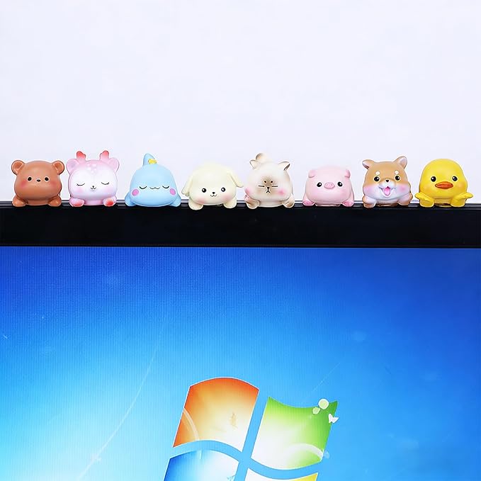 Computer Monitor Decor,Computer Monitors Decors Figurines,Personalized Animal Collectible Figurines, Monitor Decor for Home, Office,Car Decoration (Green)