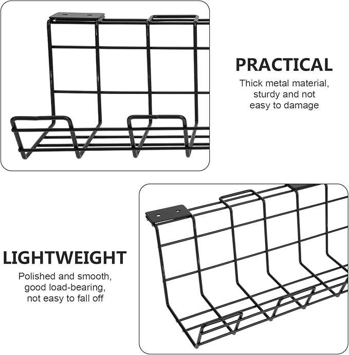 Angoily Desk Cable Management Tray Metal Wire Organizer for Office and Home No Drill Required Easy Installation Suitable for Computer Router and Power Strips