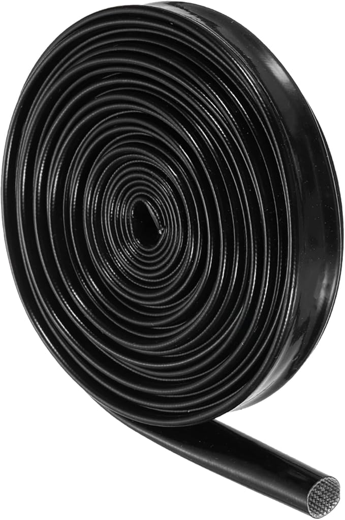 MECCANIXITY Insulation Braided Cable Sleeve,20 Ft-3/8 Inch ID Black, High Temp Silicone Fiberglass Sleeving for Cable Wrap, Automotive Wiring Protection
