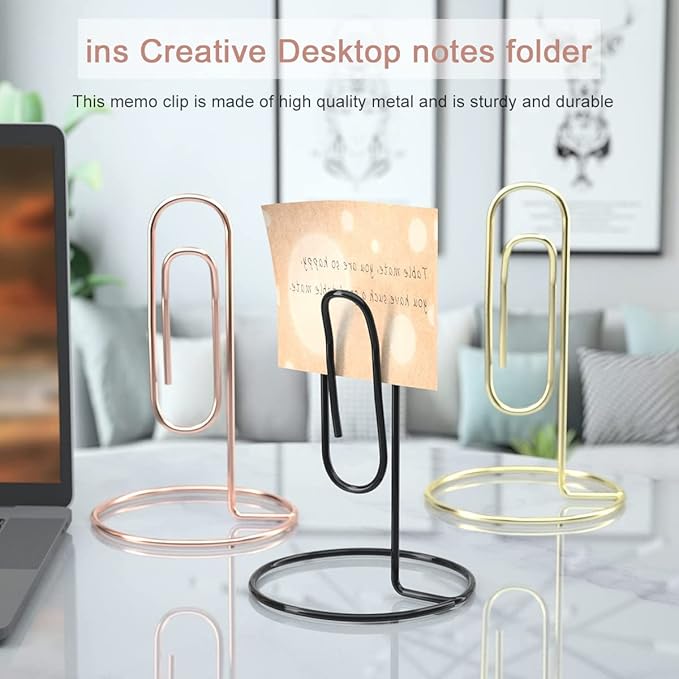 Table Number Holders, 4Pcs Jumbo Desk Paper Clip Table Place Card Holder Office Stand Memo Holders Desktop Memo Holder Picture Holder Office Accessory to Hold Bills Letters Reminders and Notes